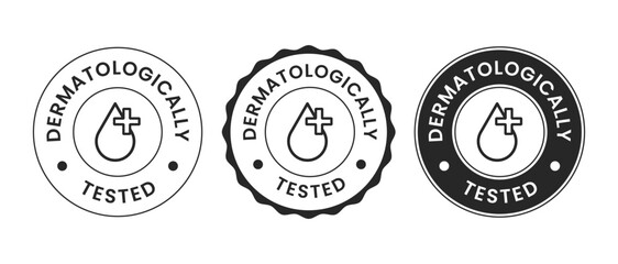 Dermatologically Tested Black White Icons Hypoallergenic Product Badge Se