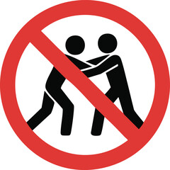 Prohibited Sign Of No Fighting Or Physical Altercation Allowed Warning Symbol Red Circle Safety Caution Alert Conflict Ban Icon


