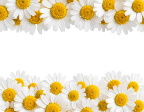 White background with small daisies along the bottom edge, transparent PNG with a white - Powered by Adobe