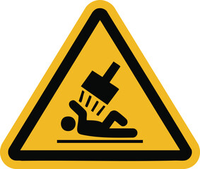 Warning Sign Of Heavy Object Falling On Person Safety Symbol Industrial Hazard Caution Icon Workplace Danger Alert Pictogram

