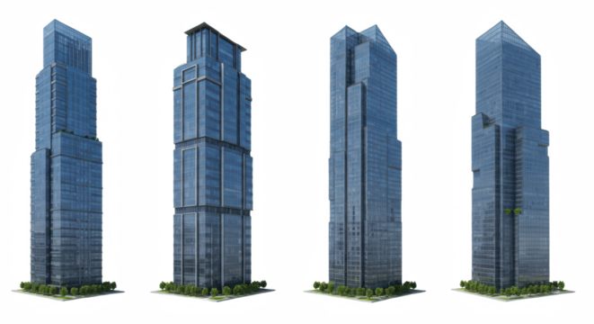 set of modern buildings png, city buildings, architecture, building set, urban buildings, transparent background, PNG, isolated, skyline
