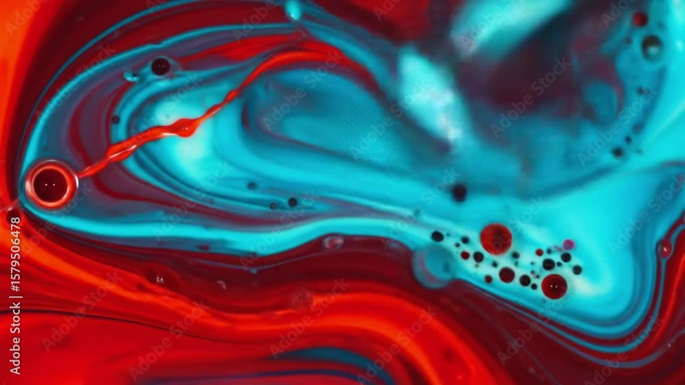 Poster mesmerizing flow of vibrant acrylics and inks creating abstract patterns with fluid motion, red, ora