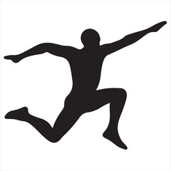 Silhouette Style Vector Jump Logo Design &ndash; Energetic Human Figure in Motion, Athletic Sports Icon for Fitness Branding, Gym Posters, Activewear Prints, Motivation, and Health Campaigns