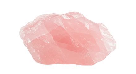 A close up view of a rough piece of rose quartz mineral stone against a black background space