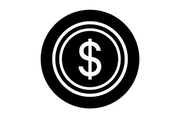 Obraz premium Dollar coin currency value finance payment money silhouette vector illustration