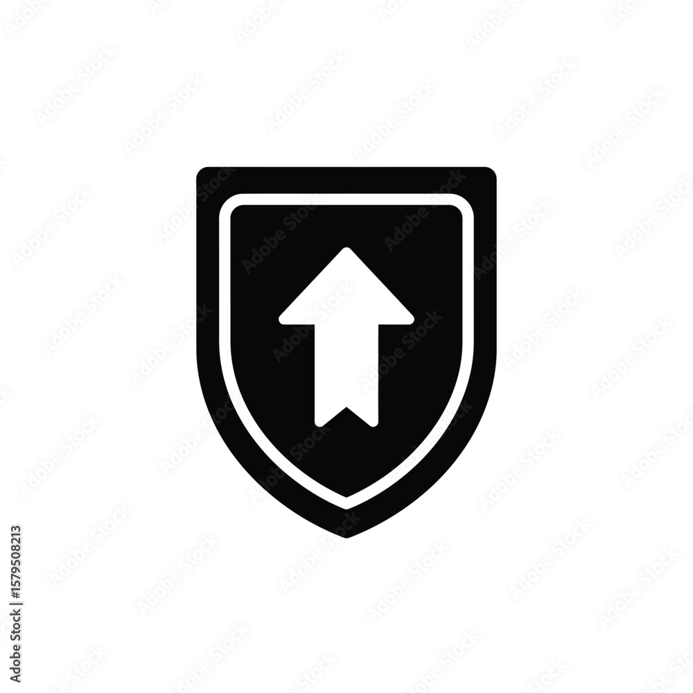 Poster shield badge with upward arrow vector