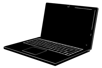 Laptop computer technology device gadget electronic silhouette vector illustration