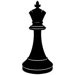 Chess king piece strategy game competition silhouette vector illustration