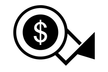 Obraz premium Dollar currency arrow down financial loss decline silhouette vector illustration