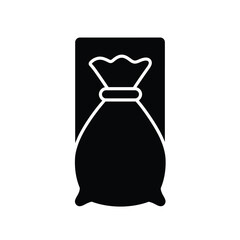 Black drawstring bag icon white