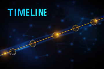 Visual representation of a timeline with glowing elements and a dark background