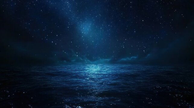 Night sky over a dark ocean