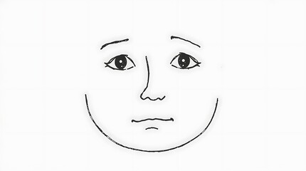 Child’s hand-drawn face showing Autism Spectrum Disorder with calm, distant eyes and simple black lines on white