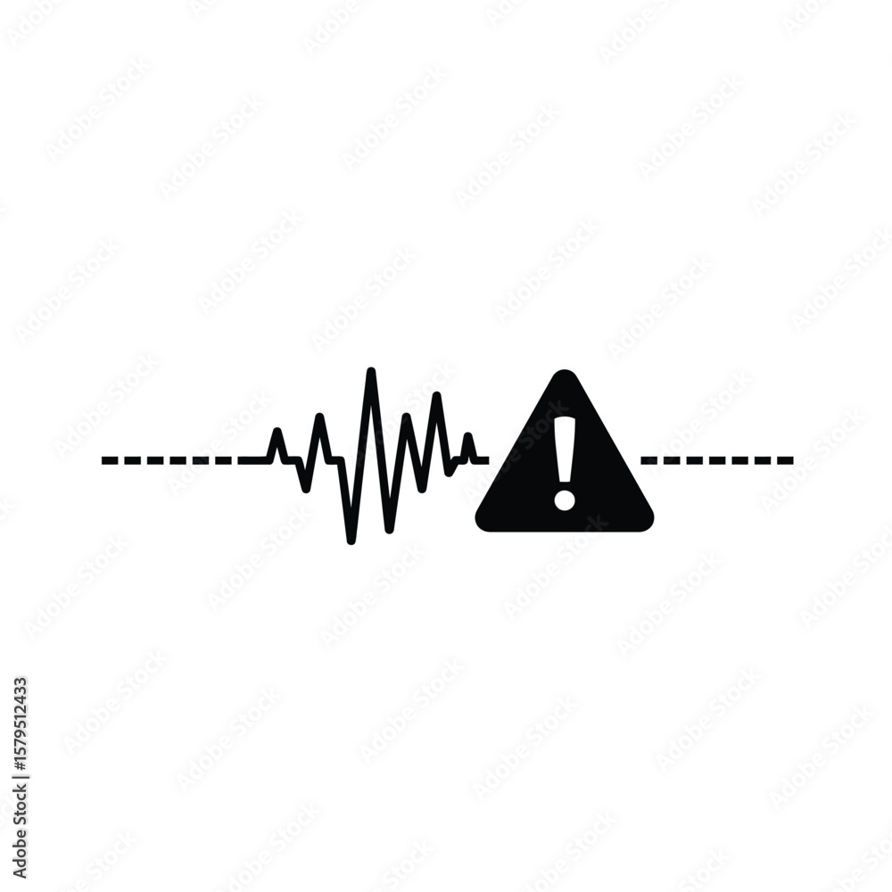 Poster warning signal icon with waveform alert danger