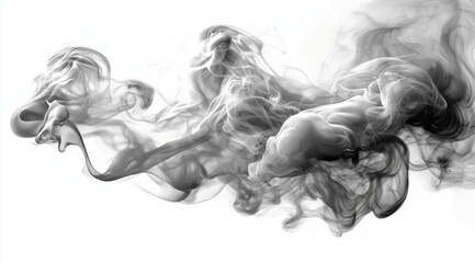 White and gray smoke vapor swirls with misty, flowing shapes, isolated on a transparent PNG background. High-resolution cutout perfect for overlay effects and atmospheric visual designs