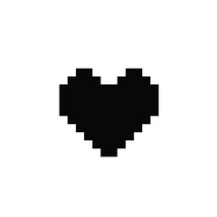 Obraz premium Pixel heart icon black symbol