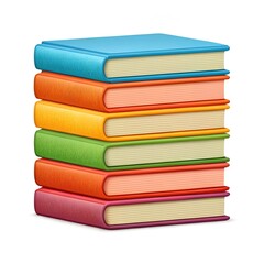 Fototapeta premium Stack of six colorful books isolated on white background