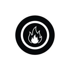 Black circle with white flame symbol vector