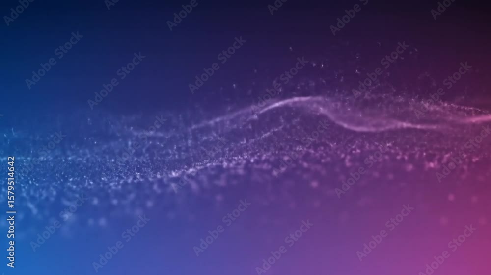 Aufkleber ethereal particle wave flows gracefully on a gradient background of blue, purple and magenta colors 