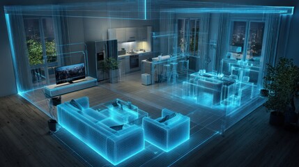 Interior design blueprint visualization