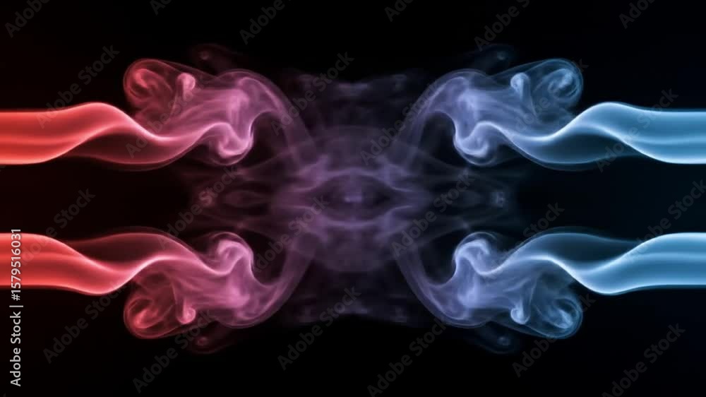 Aufkleber mesmerizing colorful smoke art featuring dynamic, symmetrical patterns on a dark backdrop for creati