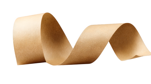 Swirling beige paper ribbon abstract design | isolated on transparent background, perfect cutout, PNG