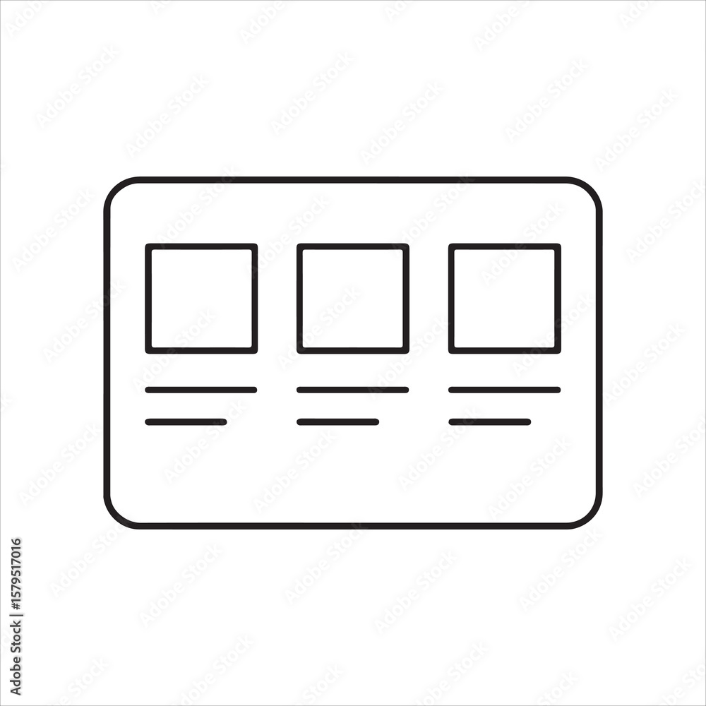 Poster vector art of a gallery layout icon with three images isolated on white background