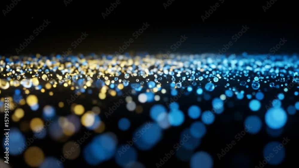 Poster sparkling blue and gold bokeh lights create an elegant, modern abstract background for creative proj