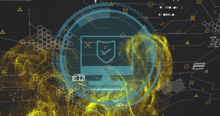 Cybersecurity Shield Animation Digital Protection and Firewall Concept A powerful animation featuring a glowing cybersecurity shield surrounded by data streams and digital particles. This visual repre - Powered by Adobe