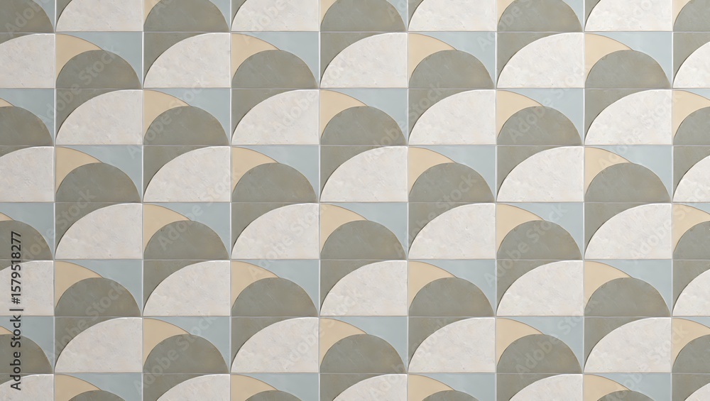 Aufkleber modern geometric tile design with soft earth tones and subtle textures, elegant wall covering with i