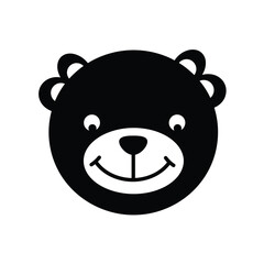 Black bear face icon smiling vector