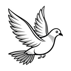 White dove in flight, a symbol of peace and freedom, elegantly illustrated with outstretched wings