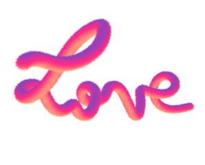 the LOVE with fur effect isolated 