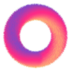 colorful circle frame with fur effect isolated 