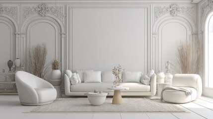 White, elegant living room interior