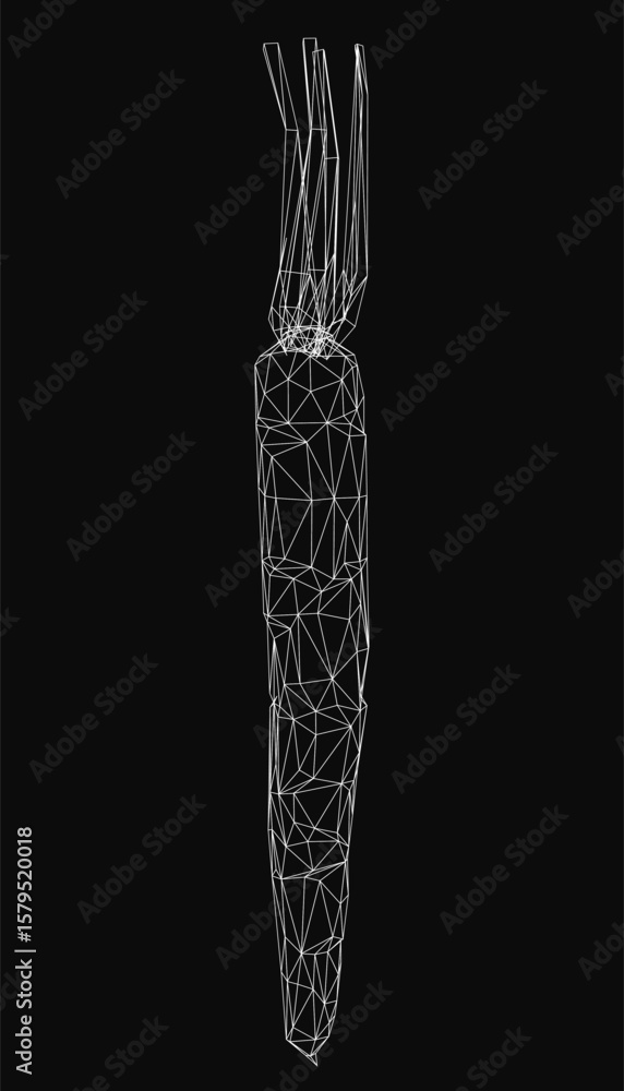 Aufkleber a black and white geometric carrot illustration stands out on a dark background, composed of intrica