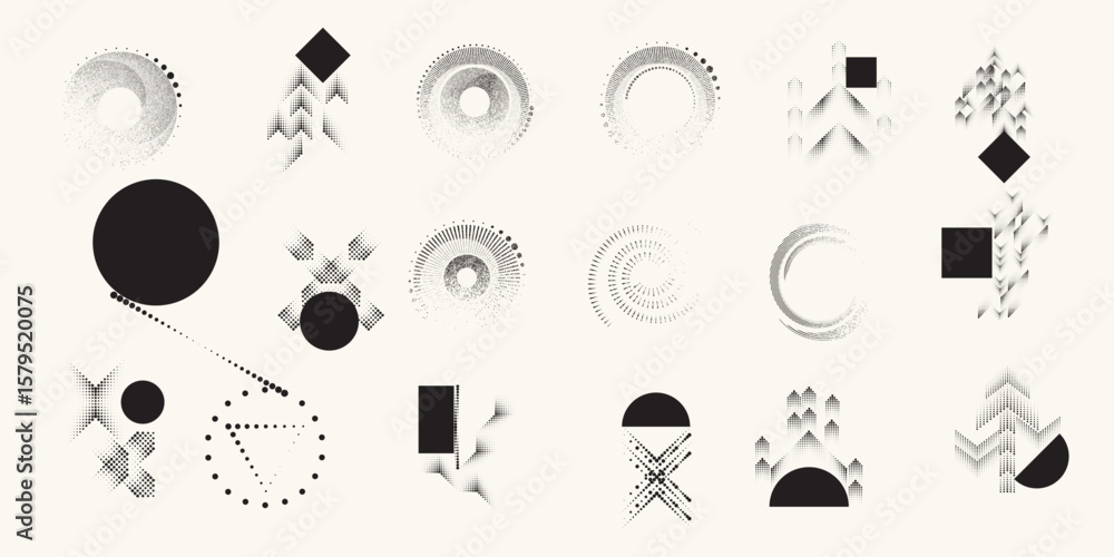 Poster collection of vector design elements. set of logos with lines, stripes and circles. various forms of