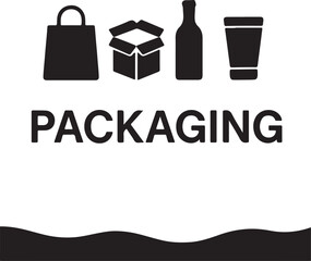 Packaging Icons Set - Retail, Shipping, Product Container Symbols isolated on white background