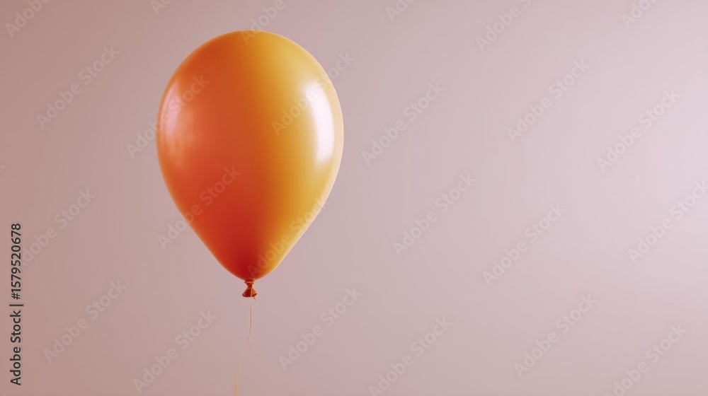 Poster close-up of a single orange balloon. the balloon is in the center of the image and is the only objec