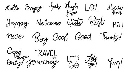 Hand written elements, line art style, Flat Modern design, isolated on white background, illustration vector EPS 10