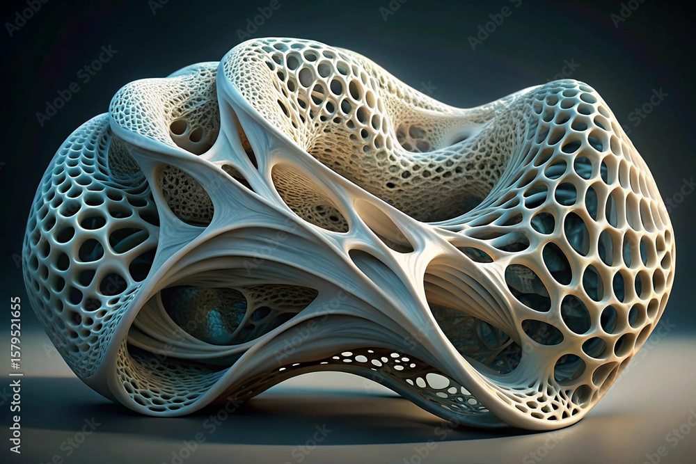 Fototapete intricate, organic, lattice structure resembling coral, with abstract curves and repeating geometric