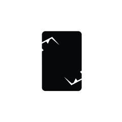 Black jagged mountain silhouette on white peak