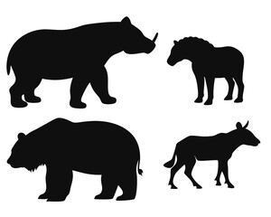 Wild Animal Silhouette Pack – Bear, Boar, Rhino Vector Collection