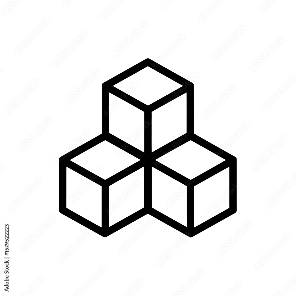 Poster optical illusion of three dimensional cubes forming an abstract minimalist geometric design and line