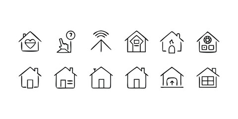 Set of 12 simple house icons vector