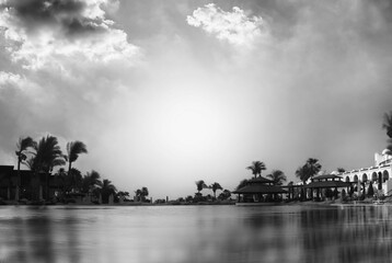 architectural landscape near the pool in Egypt