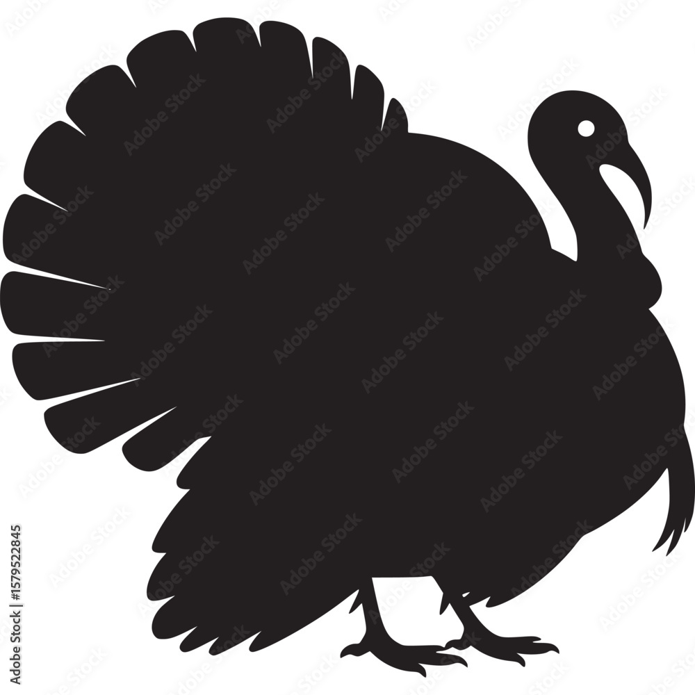 Poster a silhouette of a turkey with its tail feathers displayed against a light gray background image view