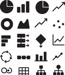 Data Visualization & Infographic Solid Icon Set isolated on white background