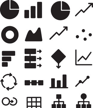 Data Visualization & Infographic Solid Icon Set isolated on white background