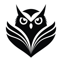 Owl Face Vector Emblem | Bold Black and White Bird Logo Icon